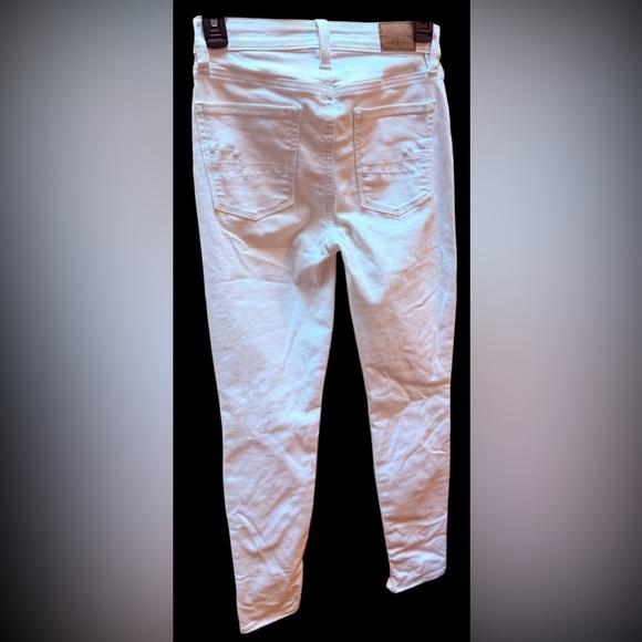 American Eagle Super Stretch White Distressed Jeans Size 0 Short Raw Hem Skinny - Picture 5 of 14